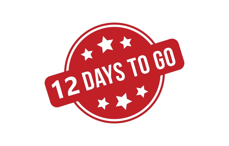 Vetor 12 dias para ir bandeira vermelha ilustração vetorial de design