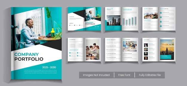 Vetor 12 páginas modelo de catálogo de negócios design minimalista