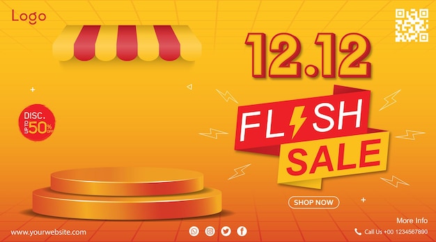 1212 desenho de banner de venda flash amarelo