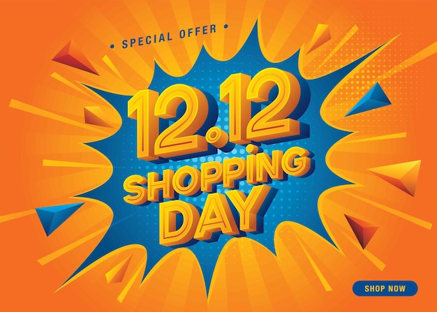 1212 Modelo de banner de venda no dia de compras com desconto de oferta especial Fundo abstrato Triangle Splash