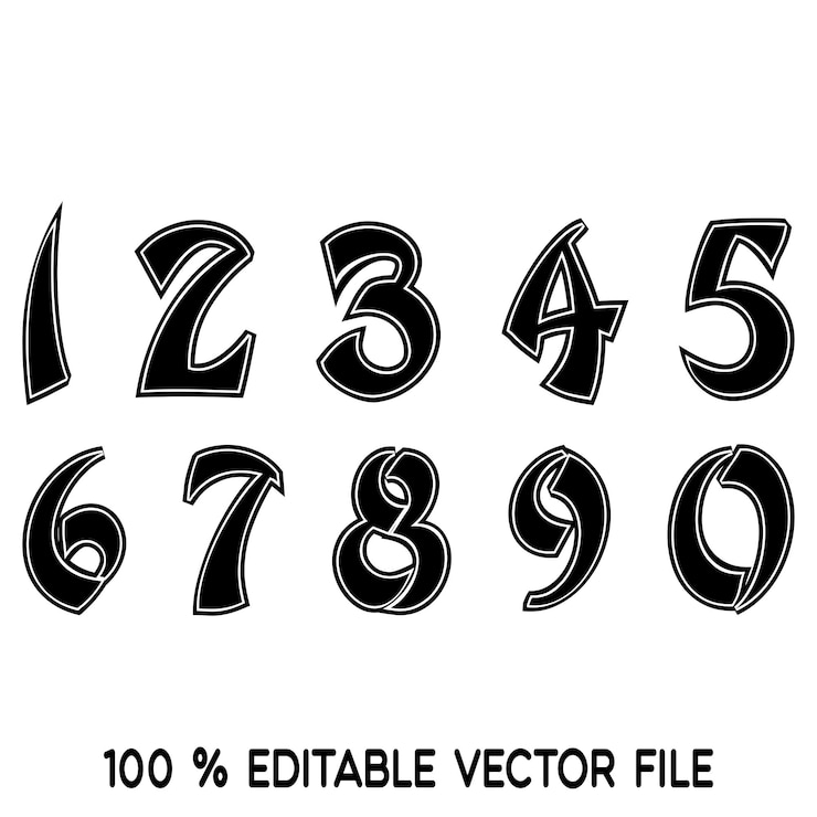 Vetor 1234567890 números tipografia camiseta gráficos vetores