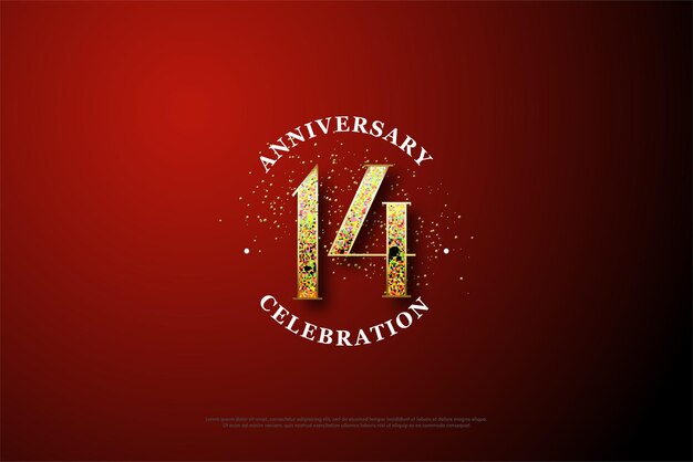14º aniversário com números de glitter