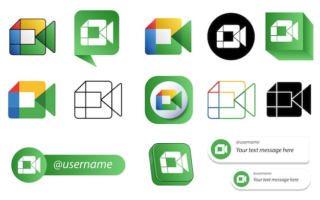 14 pacote de ícones de mídia social do google meet video