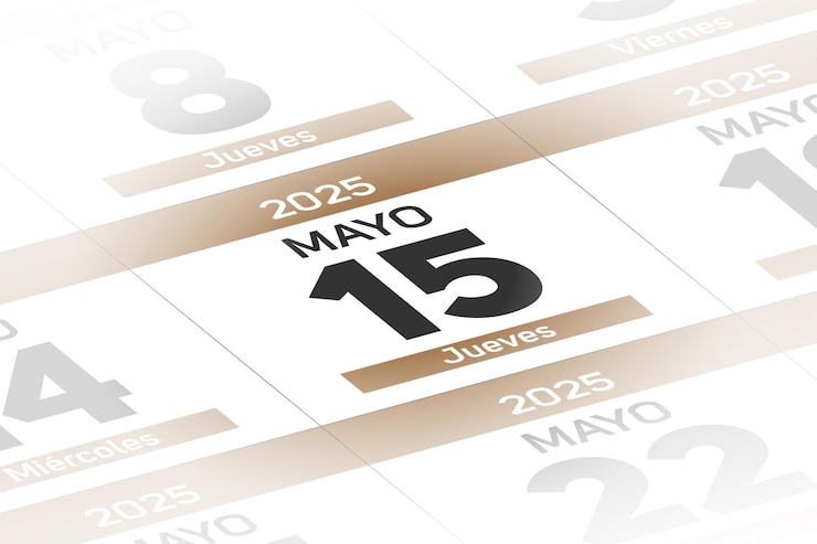 Vetor 15 de maio de 2025 ano ilustração do dia calendário espanhol