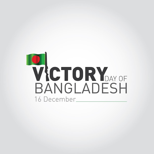 16 de dezembro Victory Day of Bangladesh lettering logotipo com bandeira BD