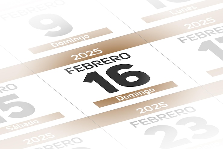 Vetor 16 de fevereiro de 2025 ano ilustração do dia do calendário espanol