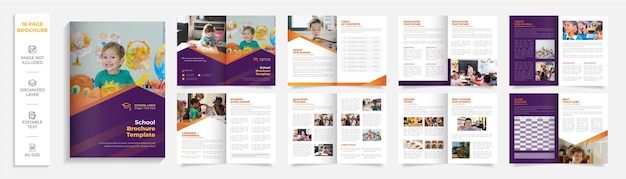 16 página volta para a escola admissão modelo de folheto brochura design de perfil de empresa