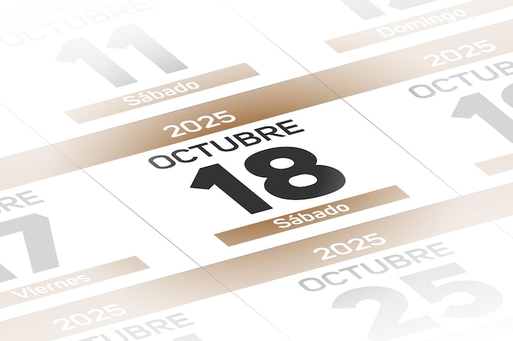 Vetor 18 de outubro de 2025 ano ilustração do dia do calendário espanol
