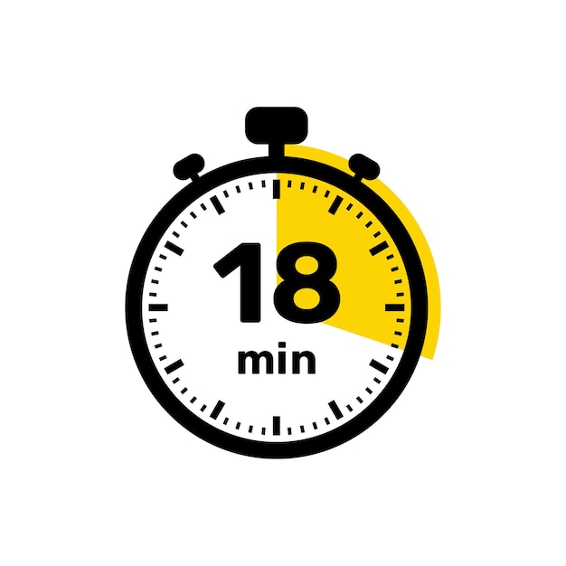18 minutos relógio analógico ícone desenho de fundo branco