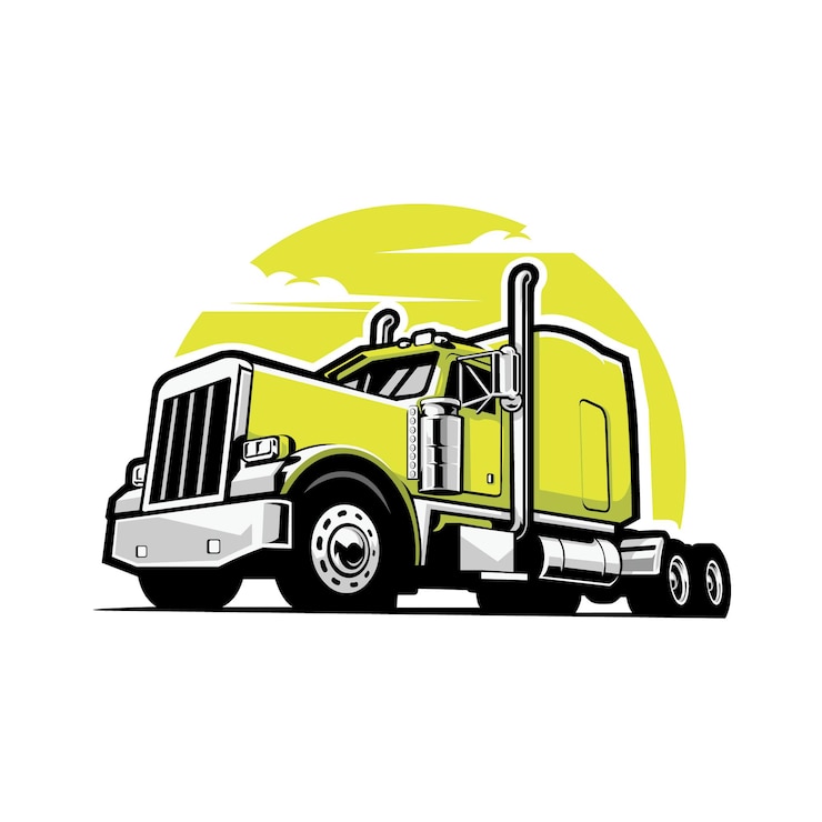 Vetor 18 rodas big rig semi truck trator ilustração arte vetorial isolada
