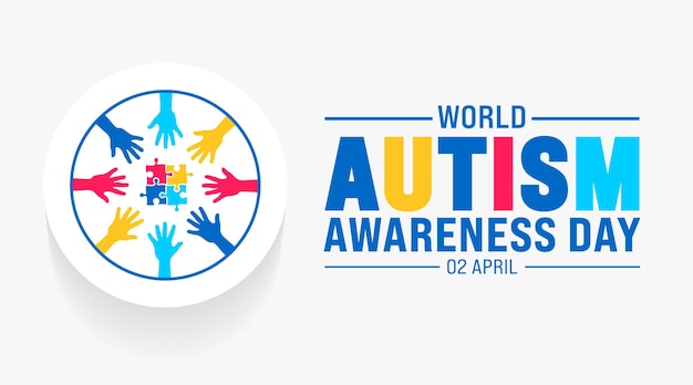 2 de abril: dia mundial da conscientização sobre o autismo: um padrão de design de banner de quebra-cabeça colorido