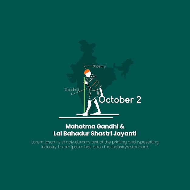 2 de outubro Mahatma Gandhi e Lal Bahadur Shastri Jayanti anúncios criativos.