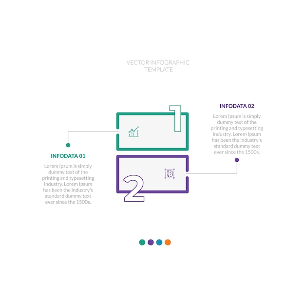 2 etapas ou opções modelo de vetor de design de infográficos mínimos