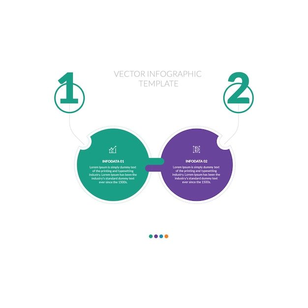 2 etapas ou opções modelo de vetor de design de infográficos mínimos