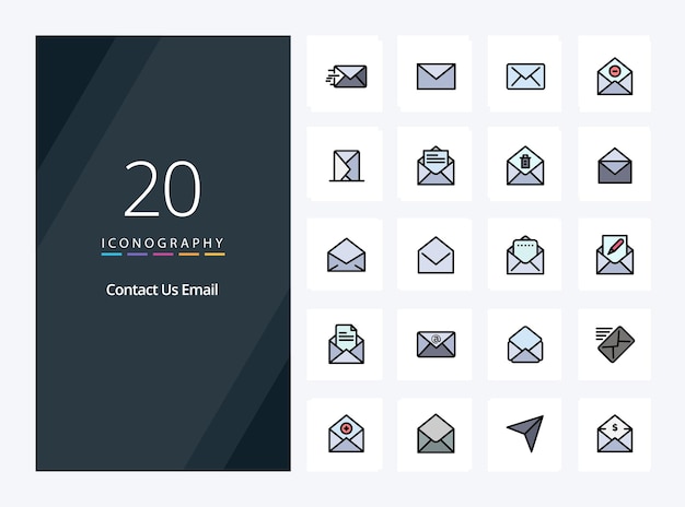 20 linha de e-mail ícone preenchido para apresentação