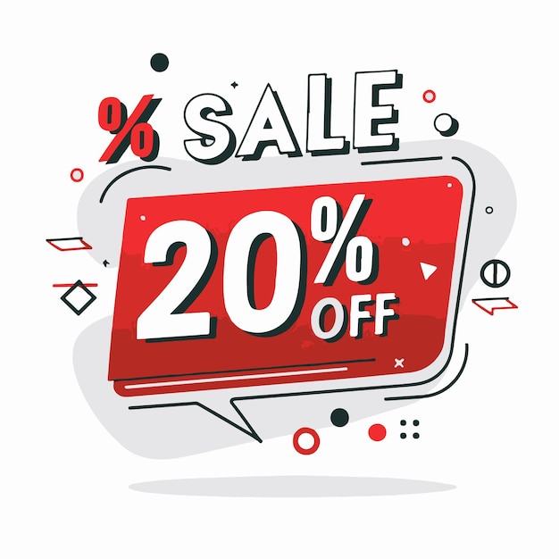 20 OF Discote de Venda de Partículas Banner Oferta de Desconto Preço Vector Modern Sticker Ilustração