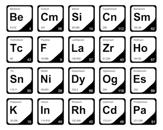 20 tabela preiodic dos elementos icon pack design vector ilustração