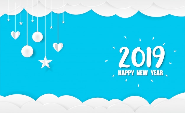 2019 design de cartão de feliz ano novo.