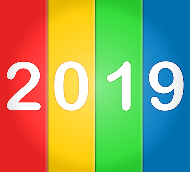 2019 feliz ano novo com fundos coloridos