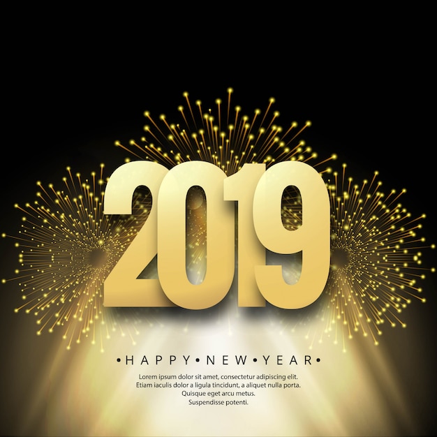 2019 feliz ano novo texto colorido fundo brilhante