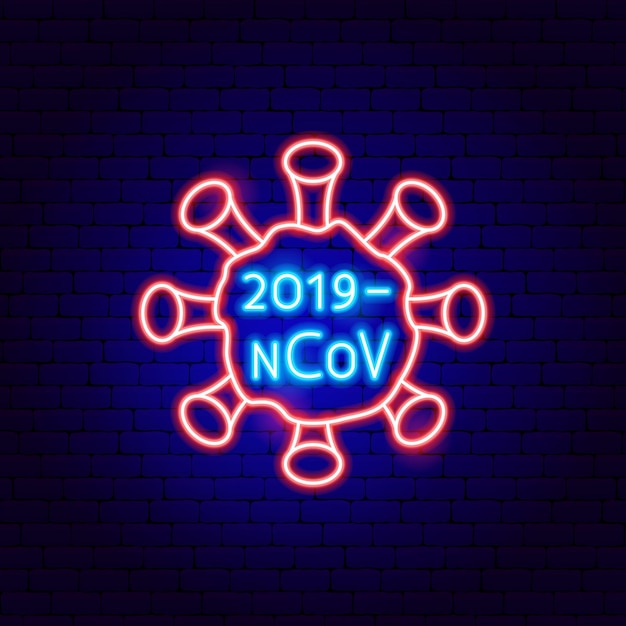 2019 ncov neon sign. ilustração em vetor de promoção médica.