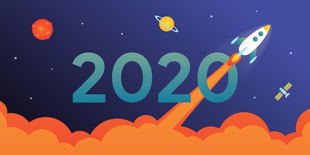 Vetor 2020 com cartão rocket