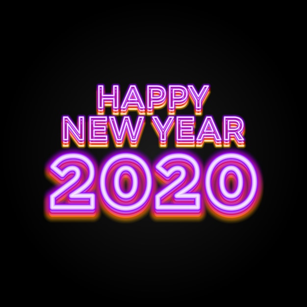 2020 feliz ano novo modelo criativo de néon luminoso