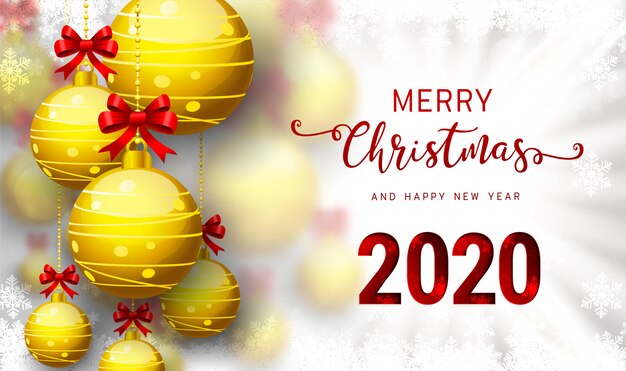 2020 vector cartão de feliz ano novo e feliz natal.