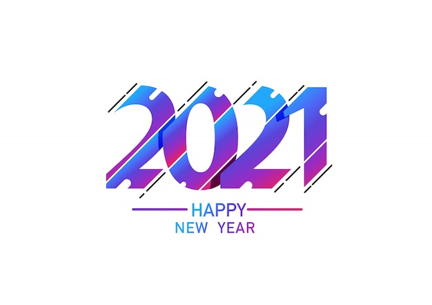 2021 design de texto do logotipo de feliz ano novo