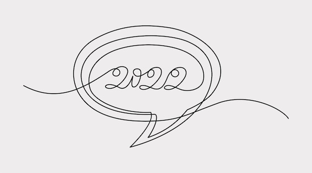 2022. 2022 número um desenho de linha contínua.