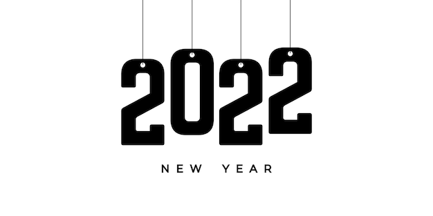 2022 design de texto de logotipo de ano novo. modelo de design de 2022 números. ícone simples do calendário. banner abstrato moderno. ilustração do gráfico vetorial isolada no fundo branco