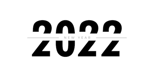 2022 design de texto de logotipo de ano novo. modelo de design de 2022 números. ícone simples do calendário. banner abstrato moderno. ilustração do gráfico vetorial isolada no fundo branco