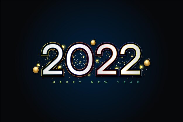 2022 feliz ano novo com decoração de lâmpada comemorativa