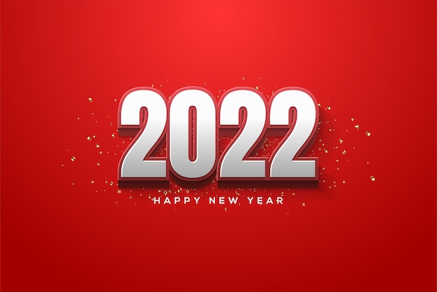 2022 feliz ano novo com números metálicos 3d