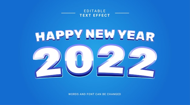 2022 feliz ano novo efeito de texto editável moderno