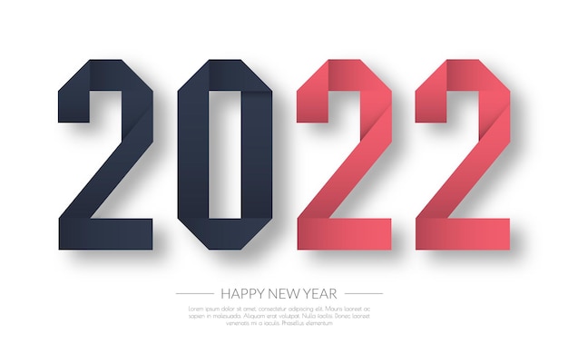 2022 feliz ano novo. estilo de papel de números. números lineares do vetor. design de cartão de felicitações. ilustração vetorial. Vetor livre