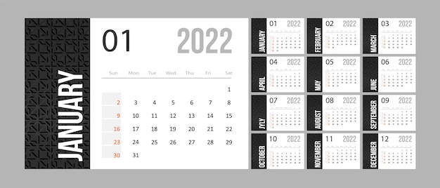 2022 modelo de calendário.