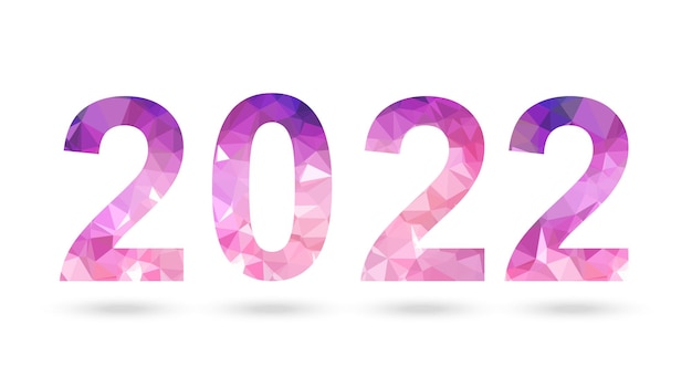 Vetor 2022 símbolo de vetor de polígono rosa ícone poligonal isolado de ano novo