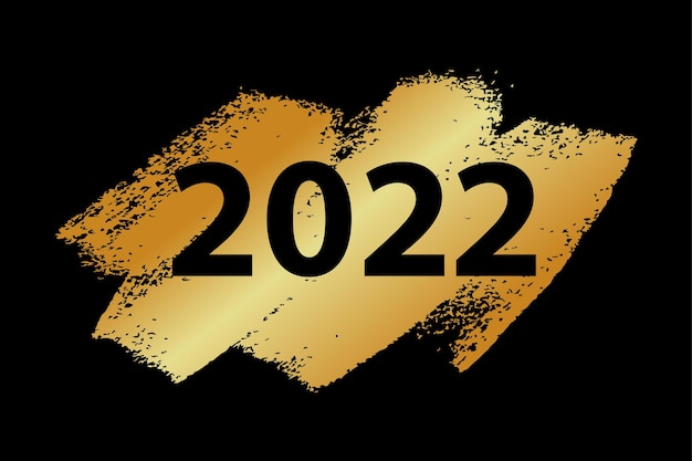 2022 texto de vetor em ouro texturizado. ouro 2022 em fundo preto. cartão de feliz ano novo, banner