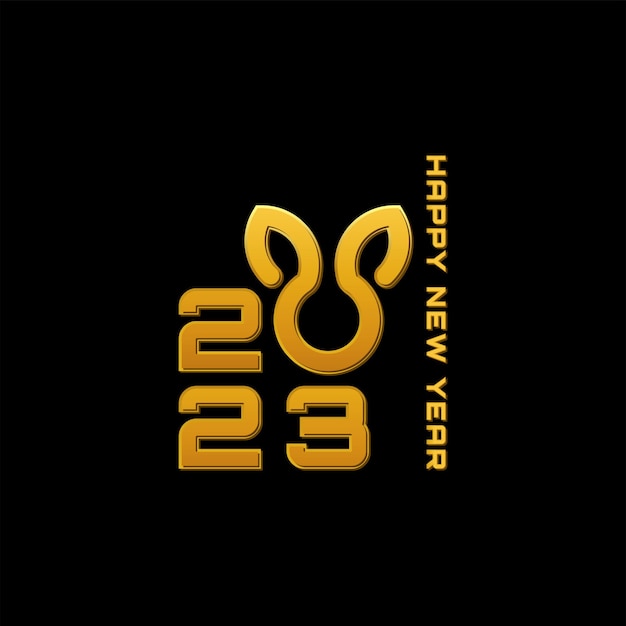 Vetor 2023 ano novo chinês um coelho no conceito de logotipo numérico ano do coelho