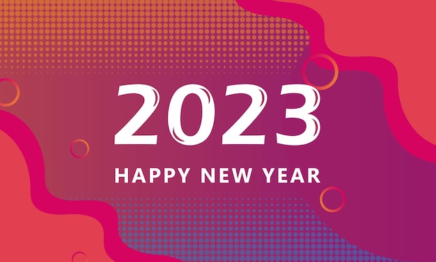 2023 design de ano novo com fundo abstrato rosa roxo