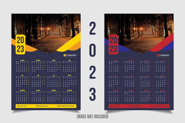 Vetor 2023 design de calendário de parede de uma página