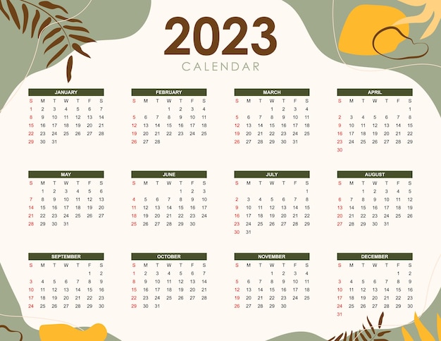 Vetor 2023 design de modelo de calendário abstrato moderno