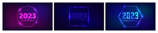 2023 feliz ano novo fundo neon