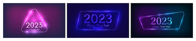 2023 feliz ano novo fundo neon