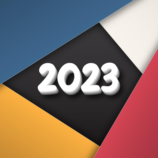 2023 feliz ano novo números 3D vector números lineares design de ilustração vetorial de cartão de saudação.