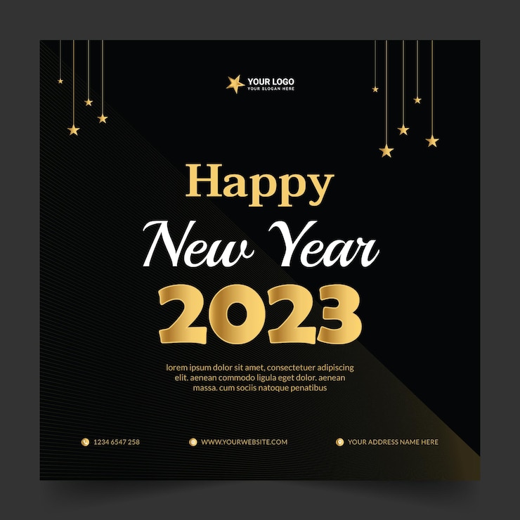 2023 feliz ano novo post de mídia social