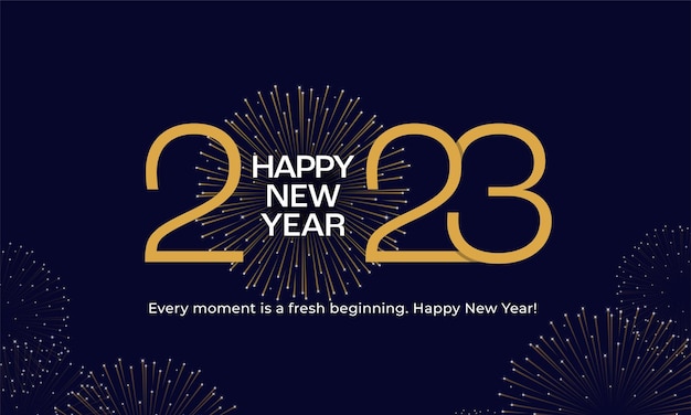 2023 feliz ano novo poster fundo dourado elegante elegante tipografia linha ilustração vetorial para cartão de saudação banner backdrop template design