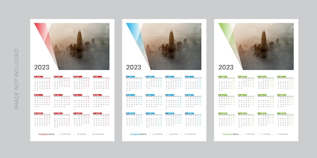 2023 Modelo de design de calendário de parede de uma página, calendário moderno de uma página de 12 meses