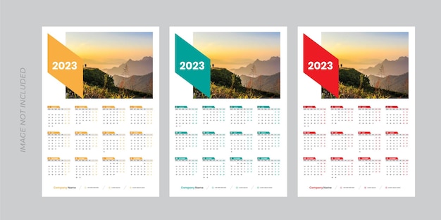 2023 Modelo de design de calendário de parede de uma página, calendário moderno de uma página de 12 meses